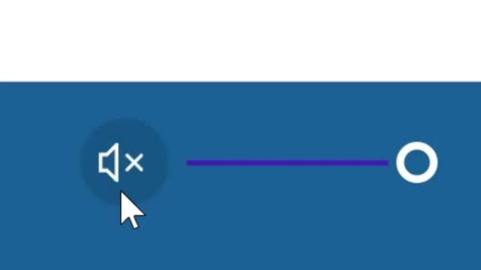 鼠标光标滑动并单击静音音频按钮。光标单击静音到音乐歌曲轨道或视频媒体播放器的设备屏幕视图。观点。