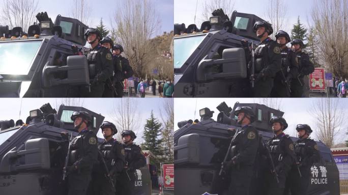 特警 保卫城市 道路 武装车 特警