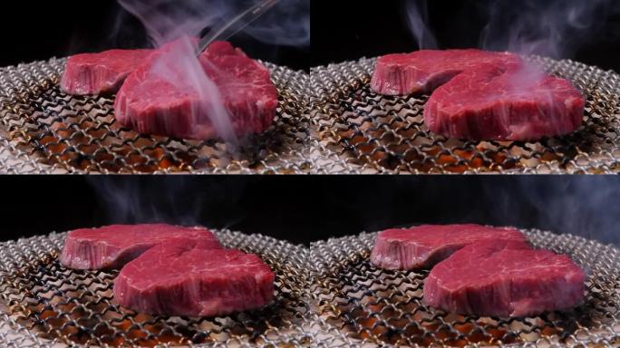木炭烤肉。日本石芝。
