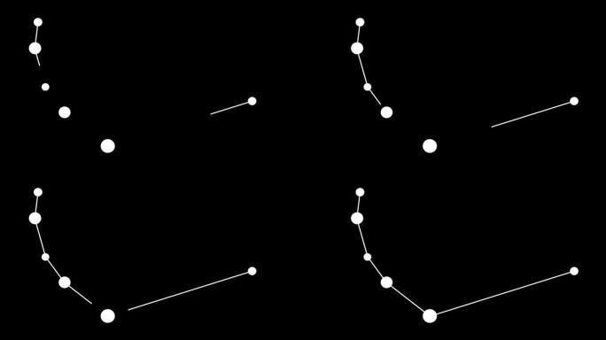 科罗娜澳大利亚星座。夜空中的星星。黑白线条艺术风格的星座。星系团。横向构图，4k视频质量