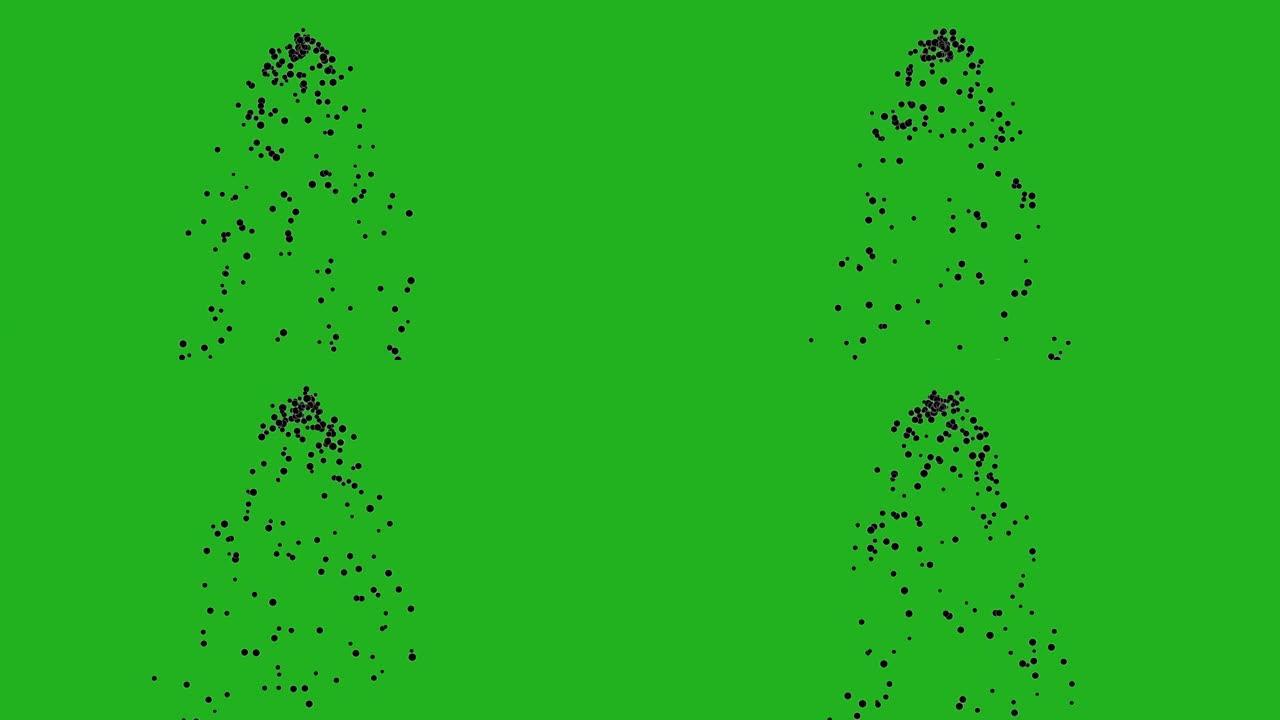 掉落的黑色粒子绿色屏幕运动图形
