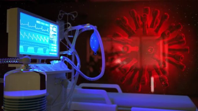 cg医疗3D动画，ICU covid呼吸机与covid