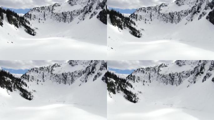 华盛顿州山顶上巨大的积雪覆盖的湖泊