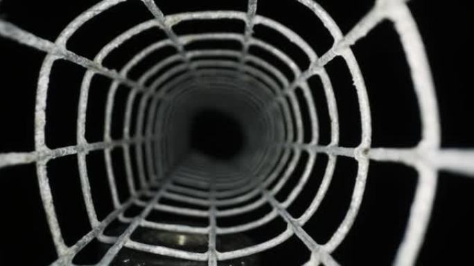 线框隧道，抽象背景，4k黑色虫洞走廊入口