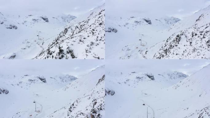 阿尔卑斯山弗吕拉山口的航拍画面