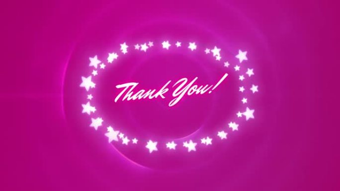 星仙灯中的感谢文字动画在脉动的粉红色圆圈上形成椭圆形框架