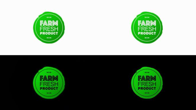 农场新鲜产品健康有机素食食品线性垃圾标志标签和标签不同的设计和绿色。手绘的对象。运动图形。