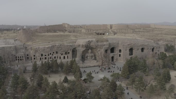 云冈石窟航拍