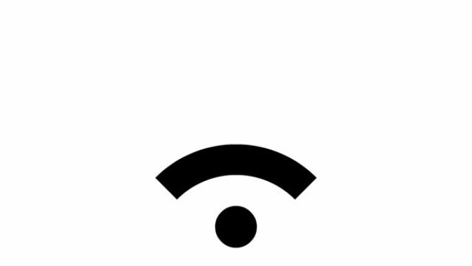 Wi-fi的动画黑色图标。循环视频。矢量插图孤立在白色背景上。