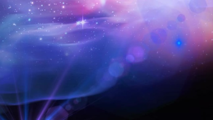 宇宙中粉红色和紫色光迹上发光星星的动画