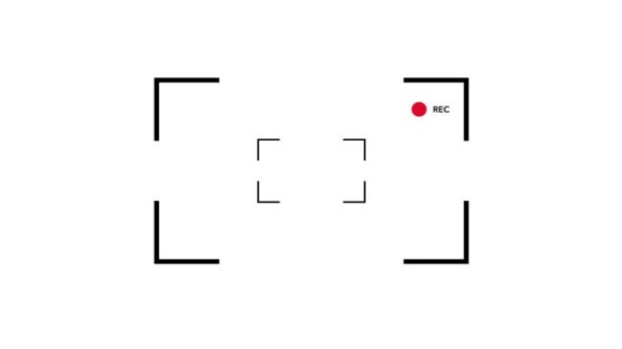 相机取景器框架。录制动画。照片和视频取景器视频。Rec动画在4k，60 fps。