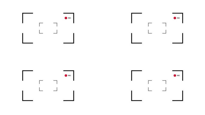 相机取景器框架。录制动画。照片和视频取景器视频。Rec动画在4k，60 fps。