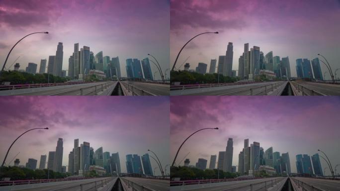 日光新加坡城市景观市中心交通街道全景4k延时
