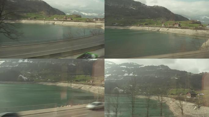 从阿尔卑斯山的布吕尼格-哈斯利贝火车上看到隆格湖