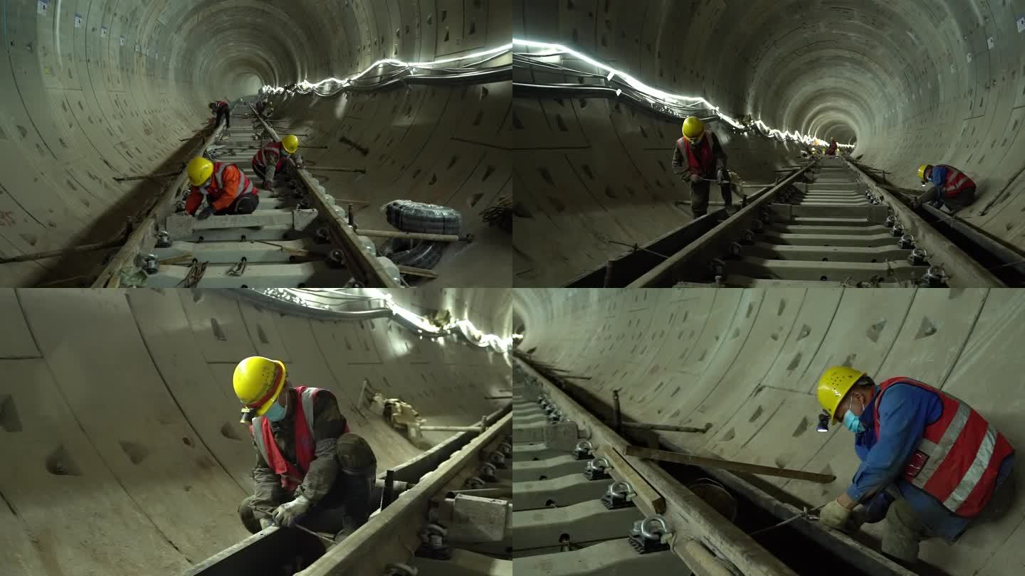 地铁修建铁轨焊接工人