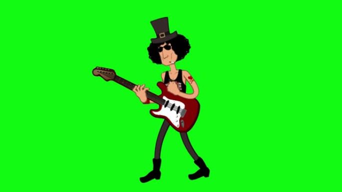 摇滚明星弹吉他。卡通动画视频剪辑。
