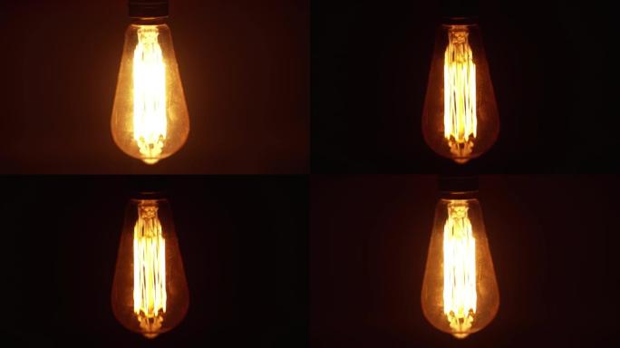 灯光在闪烁。爱迪生灯泡复制。