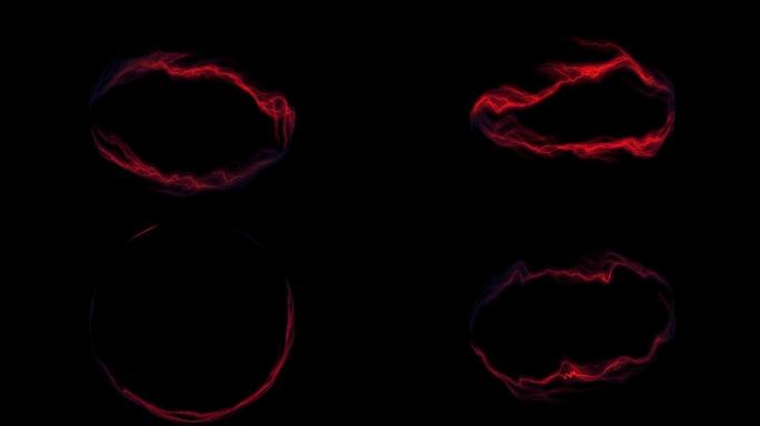 红色闪电雷电能量球运动，抽象图形动画背景