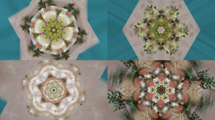 闪烁的快速旋转万花筒，花卉抽象图案，迷幻，冥想视频