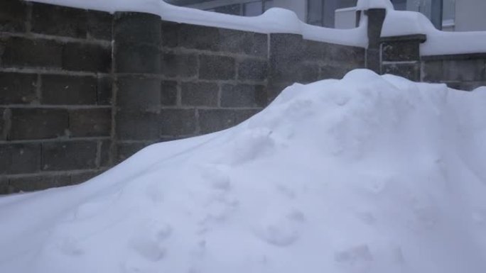 城市的暴风雪。吹强风。白雪公主风暴。严冬。粉雪。飘雪。极端温度。降雪。