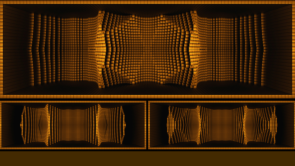 【裸眼3D】黑金方块曲线起伏艺术几何空间