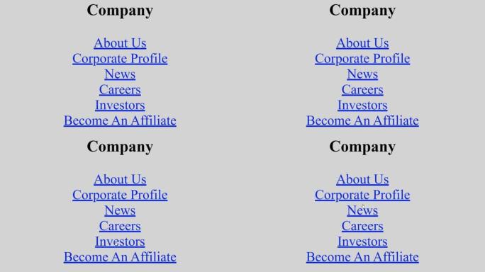 鼠标光标滑动并单击公司网页上的公司简介。光标在线单击业务描述的设备屏幕视图。互联网网站上的公司观点。