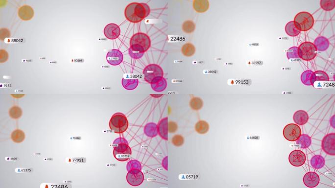 社交媒体图标在连接网络上的横幅上的动画
