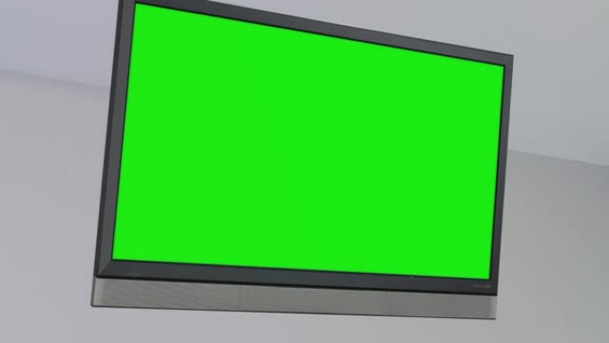 特写绿屏电脑显示器样机色度绿色背景电视显示器