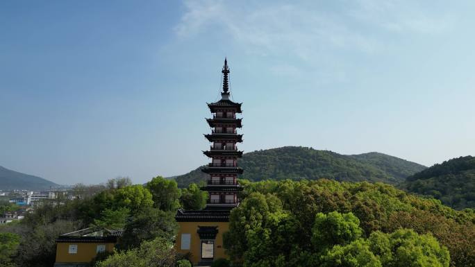 铜观音寺 太湖 晚樱 航拍 晴天 寺庙