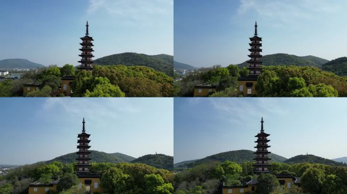 铜观音寺 太湖 晚樱 航拍 晴天 寺庙