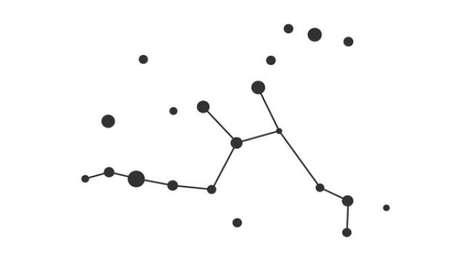 武仙座。夜空中的星星。黑白线条艺术风格的星座。星系团。横向构图，4k视频质量