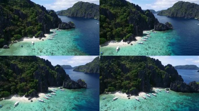 位于巴拉望的清水岛，观光处。在菲律宾爱妮岛巡回演出。美丽的风景和背景中的大海