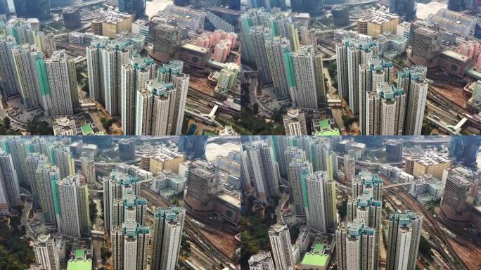 香港的公共屋邨俯拍鸟瞰航拍全景民生工程