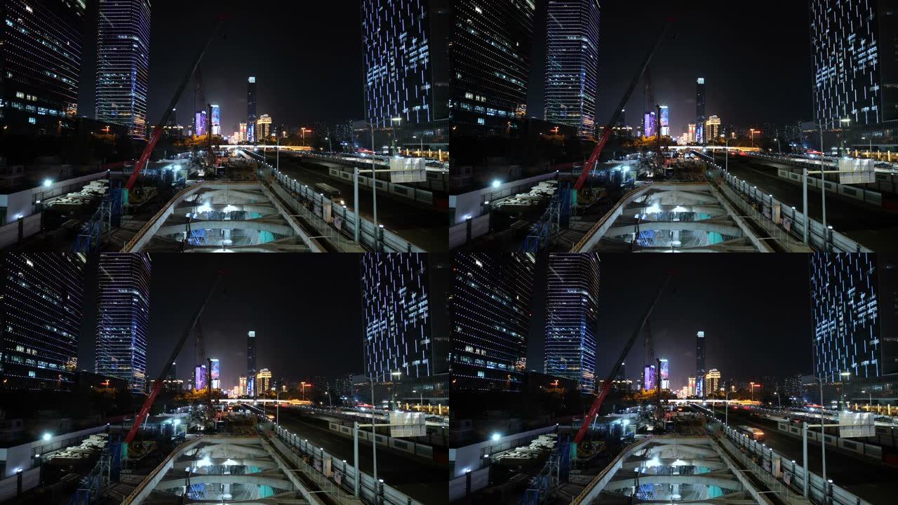 深圳地铁施工现场夜景