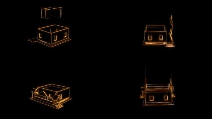 3D建筑结构，房屋可视化，建筑可视化，房屋组装，延时3d视频。