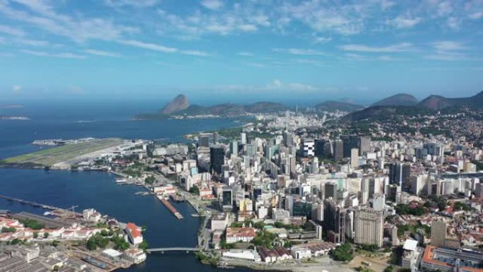 巴西里约热内卢。巴西里约热内卢水湾全景。沿海城市景观的空中景观。热带旅行。夏季旅行。巴西狂欢节。