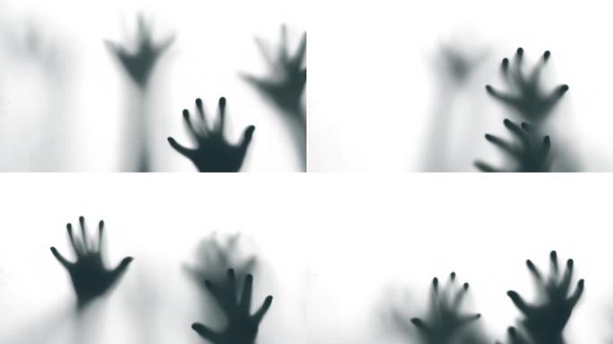 抽象和怪异的散焦手在慢动作中