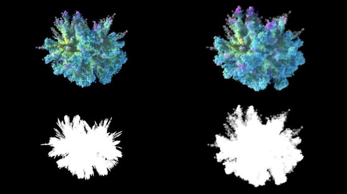 彩色烟粉爆炸的3D动画