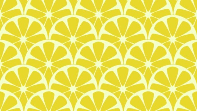 切片柠檬的无缝几何图案。动画背景和插图。