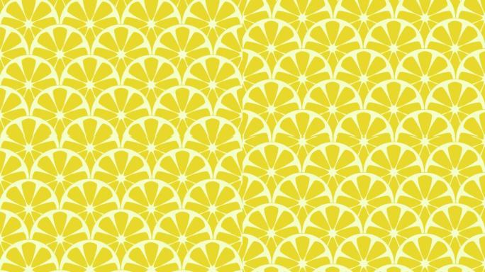 切片柠檬的无缝几何图案。动画背景和插图。