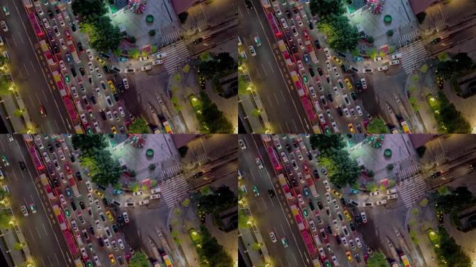 城市交通夜景航拍繁忙路口
