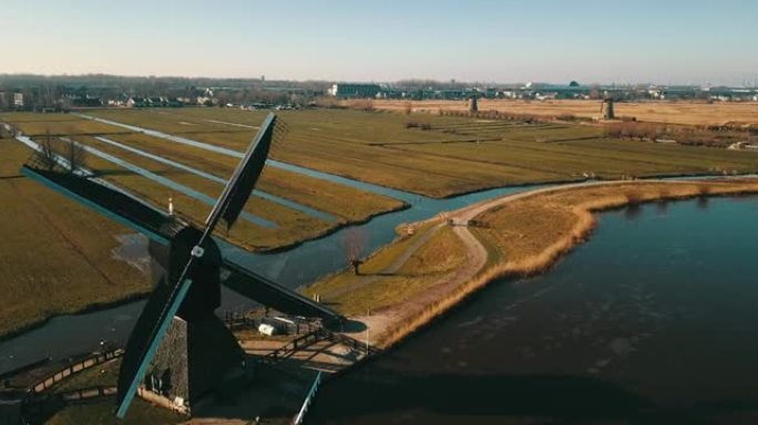 Kinderdijk风车的4k镜头