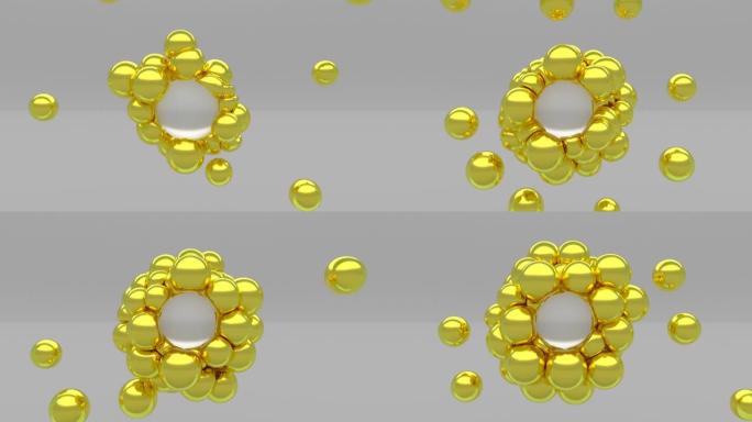 3d软体金色简单球体最小动画设计时尚颜色液体球悬浮4k