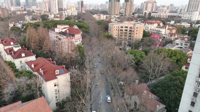 4K原素材-上海冬日，复兴西路