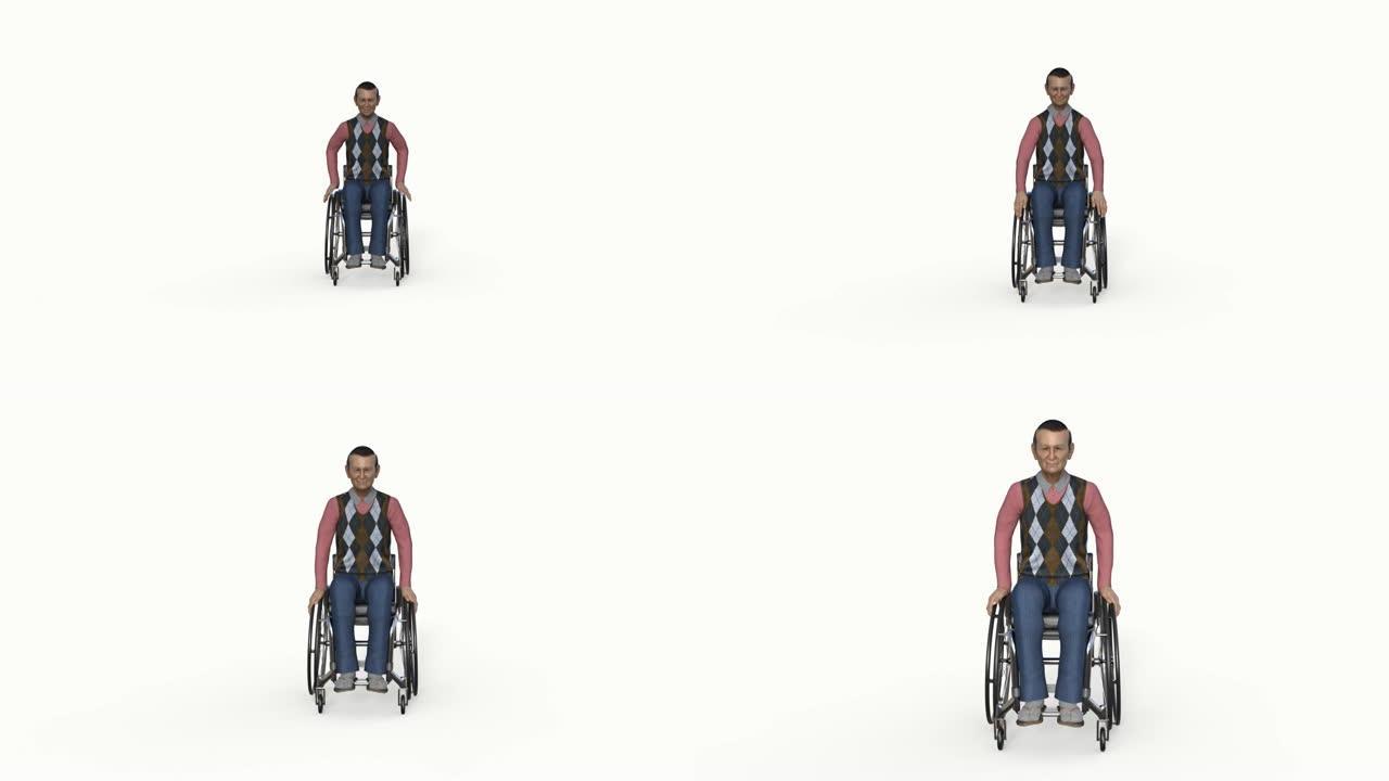 坐轮椅的人，动画，透明背景