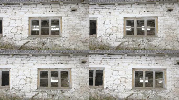 废弃的砖墙被毁的房子