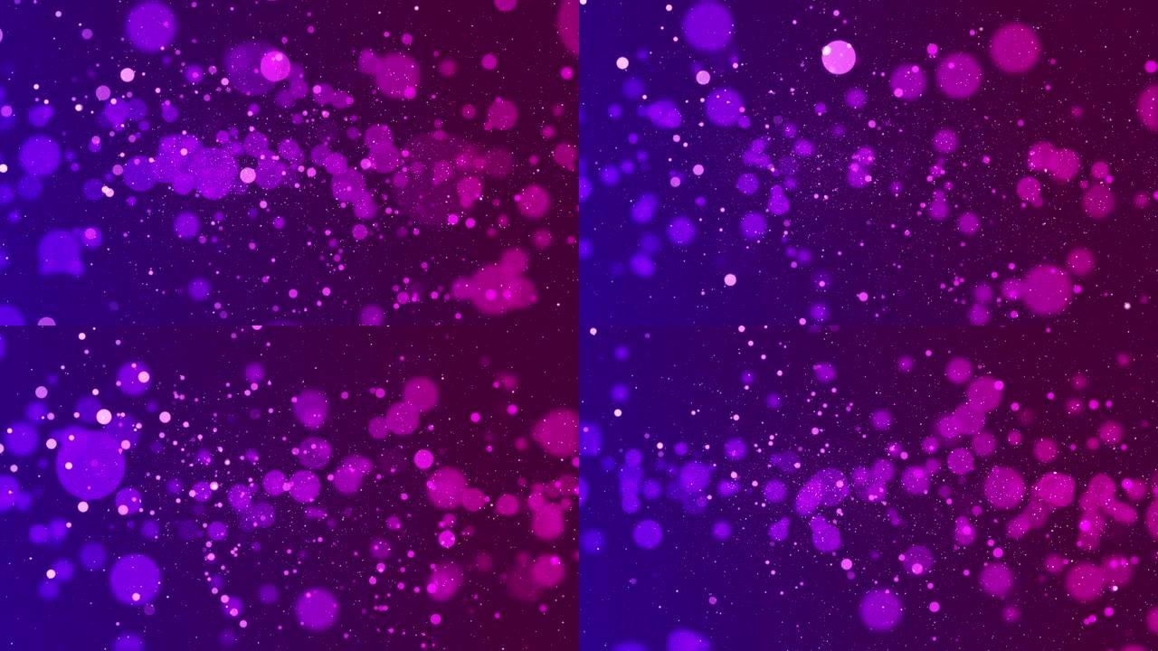 4k圣诞快乐新年快乐粉色紫色背景与雪和浅Bokeh