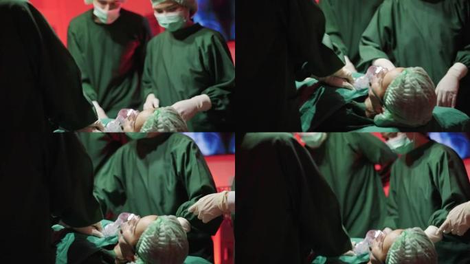 外科医生医疗队进行手术。