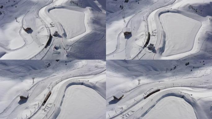 Eigergletscher的Jungfraubahn火车站的鸟瞰图