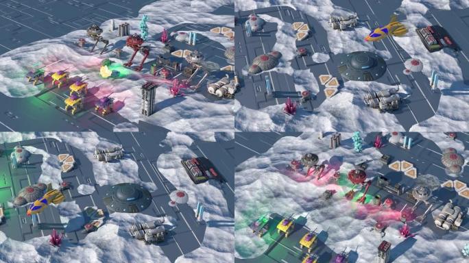 假科幻RPG循环电子游戏玩法。与宇宙飞船和机器人的战斗渲染3d